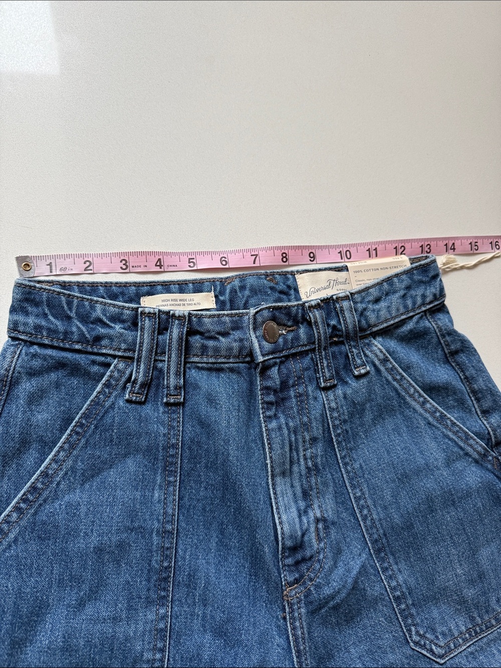 🆕 Universal Thread High-Rise Wide Leg Trouser Jeans in Medium Blue, Size 0 - Picture 9 of 11